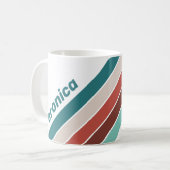 Vintage Mint Rainbow Stripes with Name コーヒーマグカップ (正面左)