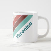 Vintage Mint Rainbow Stripes with Name ジャンボコーヒーマグカップ (右)
