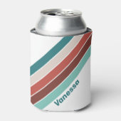 Vintage Mint Rainbow Stripes with Name 缶クーラー (缶正面)