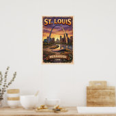 Vintage Missouri Gateway Arch Poster ポスター (キッチン)