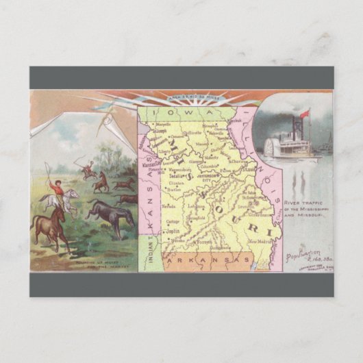 Vintage Missouri Map ポストカード (正面)