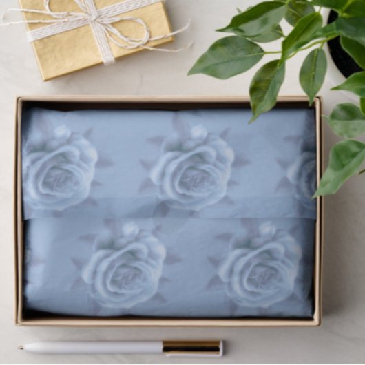 Vintage Misty Blue Roses Gift Decoupage 薄葉紙