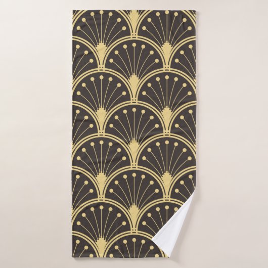 vintage modern geometric tiles pattern. golden lin バスタオル (バスタオル)