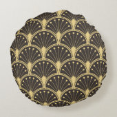 vintage modern geometric tiles pattern. golden lin ラウンドクッション (裏面)