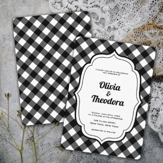 Vintage Modern Gingham wedding invitation 招待状