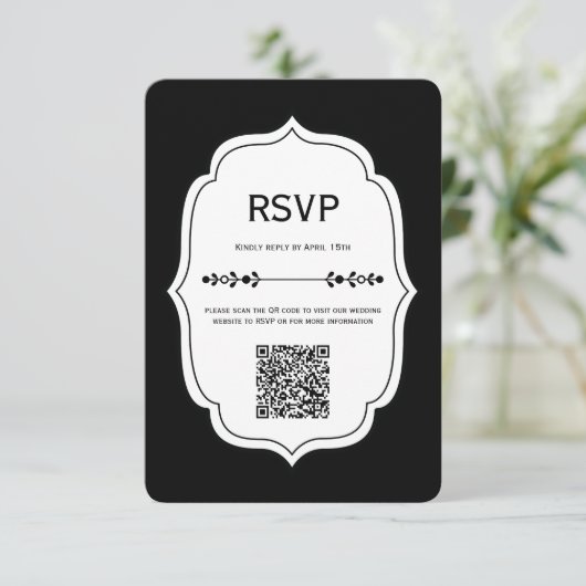 Vintage Modern Gingham Wedding RSVP Cards (スタンド正面)