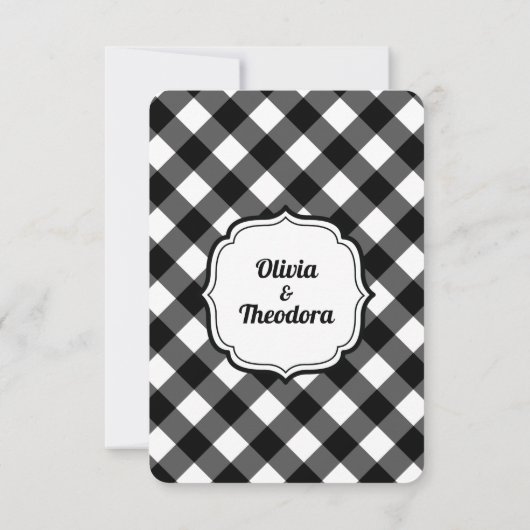 Vintage Modern Gingham Wedding RSVP Cards (裏面)