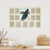 Vintage Modern Peacock Seating Chart ポスター (キッチン)