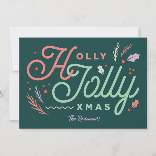 Vintage Modern Pine Green Xmas card シーズンカード (正面)