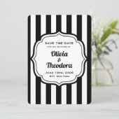 Vintage Modern Stripe Save the Date Cards 招待状 (スタンド正面)