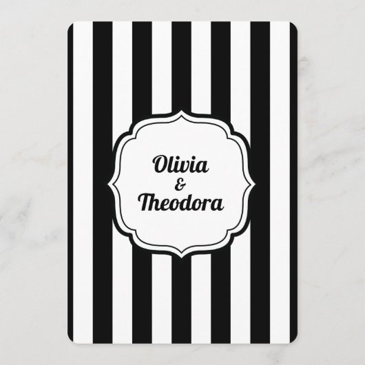 Vintage Modern Stripe wedding invitation 招待状 (裏面)