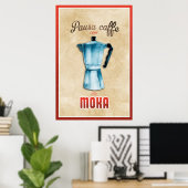 Vintage Moka Coffee Maker Italian Retro ポスター (ホームオフィス)