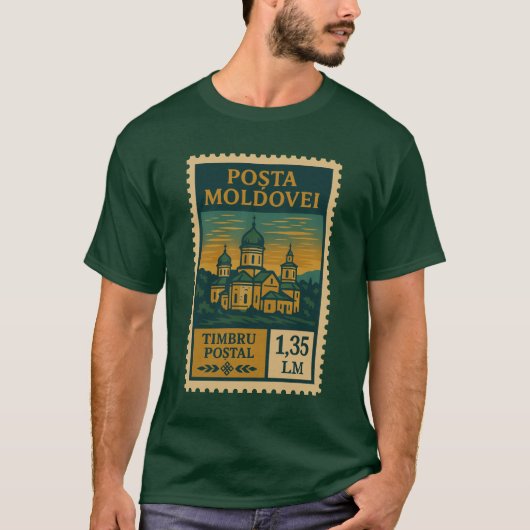 Vintage Moldova Postage Stamp Shirt Tシャツ (正面)