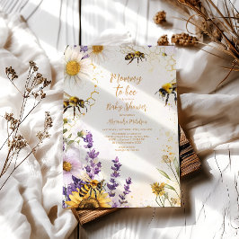Vintage Mommy to Bee Wildflowers Baby Shower 招待状
