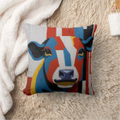 vintage mondrian animal cow  クッション (ブランケット)