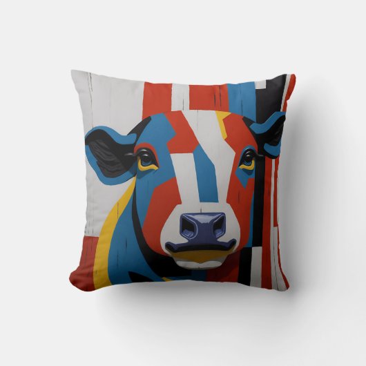 vintage mondrian animal cow  クッション (正面)