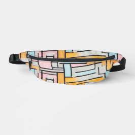 Vintage Mondrian Pink Blue Aesthetic ファニーパック