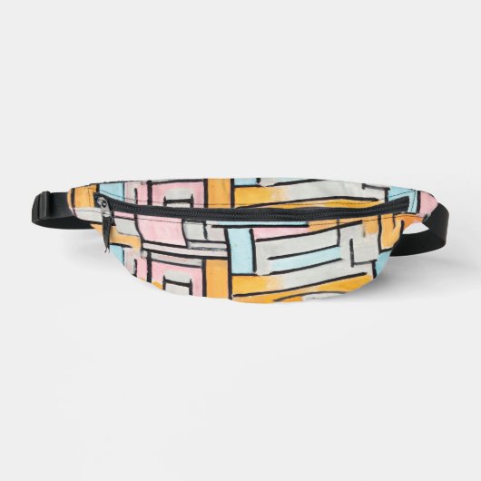 Vintage Mondrian Pink Blue Aesthetic ファニーパック (正面)