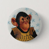 Vintage Monkey design Old Paper Doll Cartoon 缶バッジ (正面)