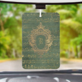 Vintage Monogram Crest Music Manuscript Green Gold カーエアーフレッシュナー