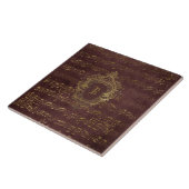Vintage Monogram Crest Sheet Music Burgundy Gold タイル (側面)