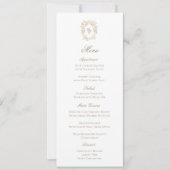 Vintage Monogram Crest Wedding Reception Menu Card セーブザデート (正面)