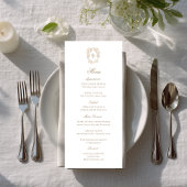 Vintage Monogram Crest Wedding Reception Menu Card セーブザデート
