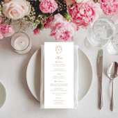 Vintage Monogram Crest Wedding Reception Menu Card セーブザデート