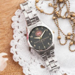 Vintage monogram floral initials couple names 腕時計<br><div class="desc">Vintage Style Floral Monogram Letters with Couple's Names & Initials – Timeless Elegance Celebrate love with this Vintage Style Floral Monogram featuring beautifully crafted initials and couple’s names. Inspired by classic botanical illustrations, this design blends romantic floral elements with elegant typography for a truly timeless look. Perfect for weddings, anniversaries,...</div>