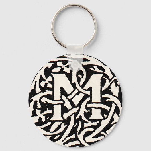 Vintage Monogram M Art Nouveau Letter キーホルダー (正面)
