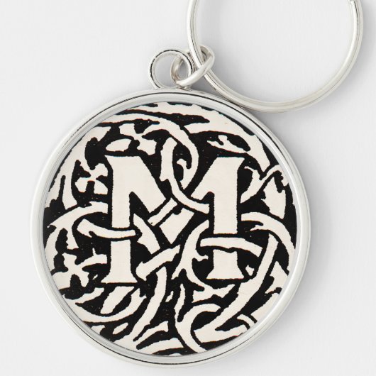 Vintage Monogram M Art Nouveau Letter キーホルダー (正面)