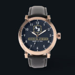 Vintage monogram name initials bride and groom 腕時計<br><div class="desc">Vintage watch in vintage style with monogram and name initials for bride and groom, lovers or wedding gift with Luxurious Monogram in Elegant retro style. Invitation Style Navy Blue Frame Clock with Antique Art Jewelry in Vintage Background with Calligraphic Graphics Great for Contemporary Fashion Wedding Gift. Clock with Classic ornament...</div>