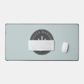 Vintage Monogram Name Logo Smoky Blue Green デスクマット (キーボード&マウス)