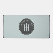 Vintage Monogram Name Logo Smoky Blue Green デスクマット (正面)