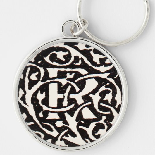 Vintage Monogram R Art Nouveau Letter キーホルダー (正面)