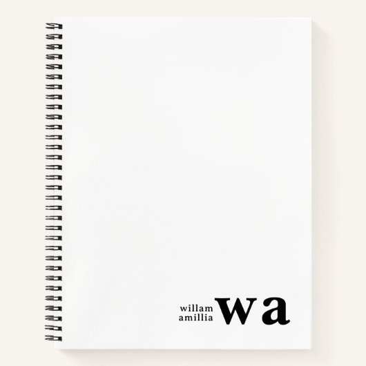 Vintage Monogram Retro Minimalist Design ノートブック (正面)