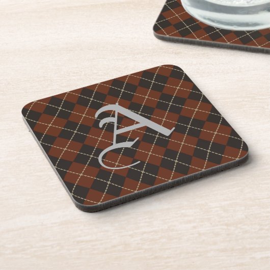  Vintage Monogrammed Argyle Coasters  コースター (左側)