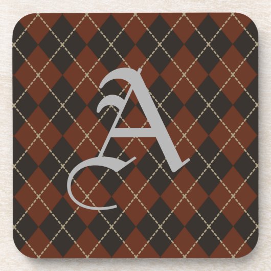  Vintage Monogrammed Argyle Coasters  コースター (正面)