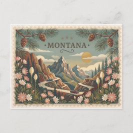 Vintage Montana Travel Poster Art ポストカード