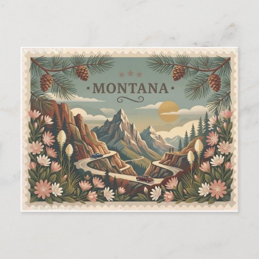 Vintage Montana Travel Poster Art ポストカード (正面)