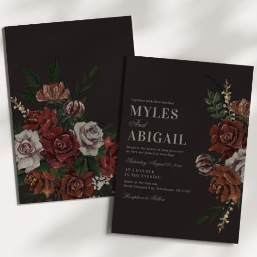 Vintage Moody Florals Wedding Invitation 招待状