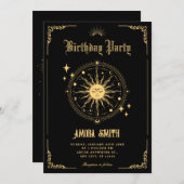 Vintage Moon Sun boho art symbol birthday 招待状 (正面/裏面)