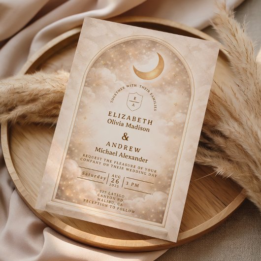 Vintage Moonlight Romance Wedding 招待状