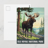 Vintage Moose at Isle Royale National Park ポストカード (正面/裏面)
