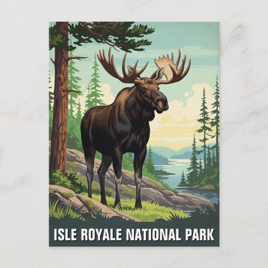 Vintage Moose at Isle Royale National Park ポストカード (正面)