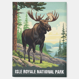 Vintage Moose at Isle Royale National Park マグネット