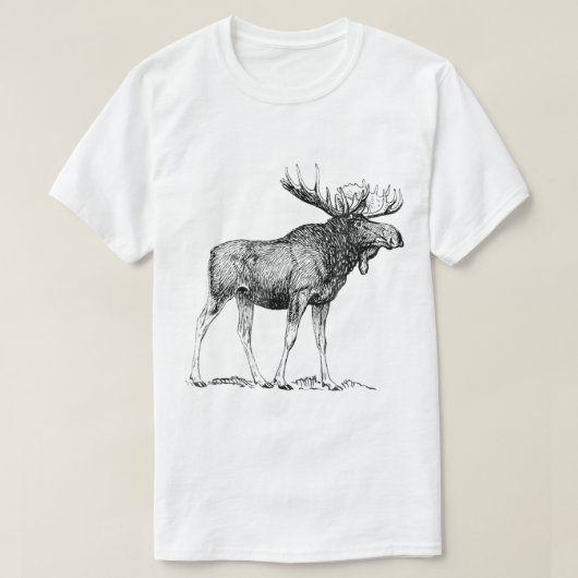 Vintage Moose Wildlife Engraving Art Tシャツ (デザイン正面)