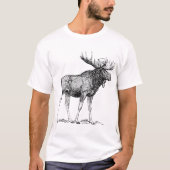 Vintage Moose Wildlife Engraving Art Tシャツ (正面)