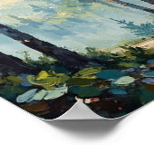 Vintage Morning Mist Forest Art ポスター (角)