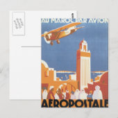 Vintage Morocco Aeropostale Mosque ポストカード (正面/裏面)
